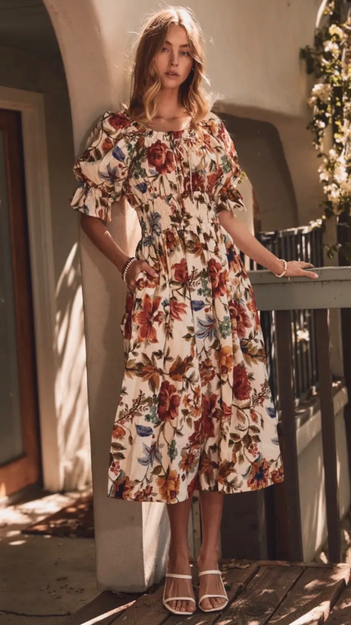 Vintage Floral Midi Dress