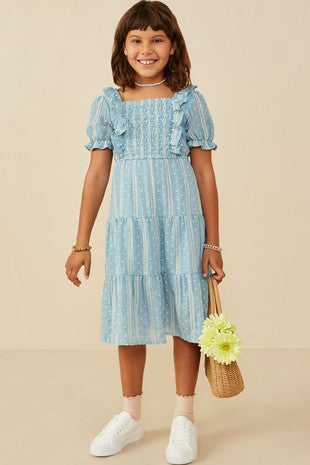 Sky blue embroidered girl dress