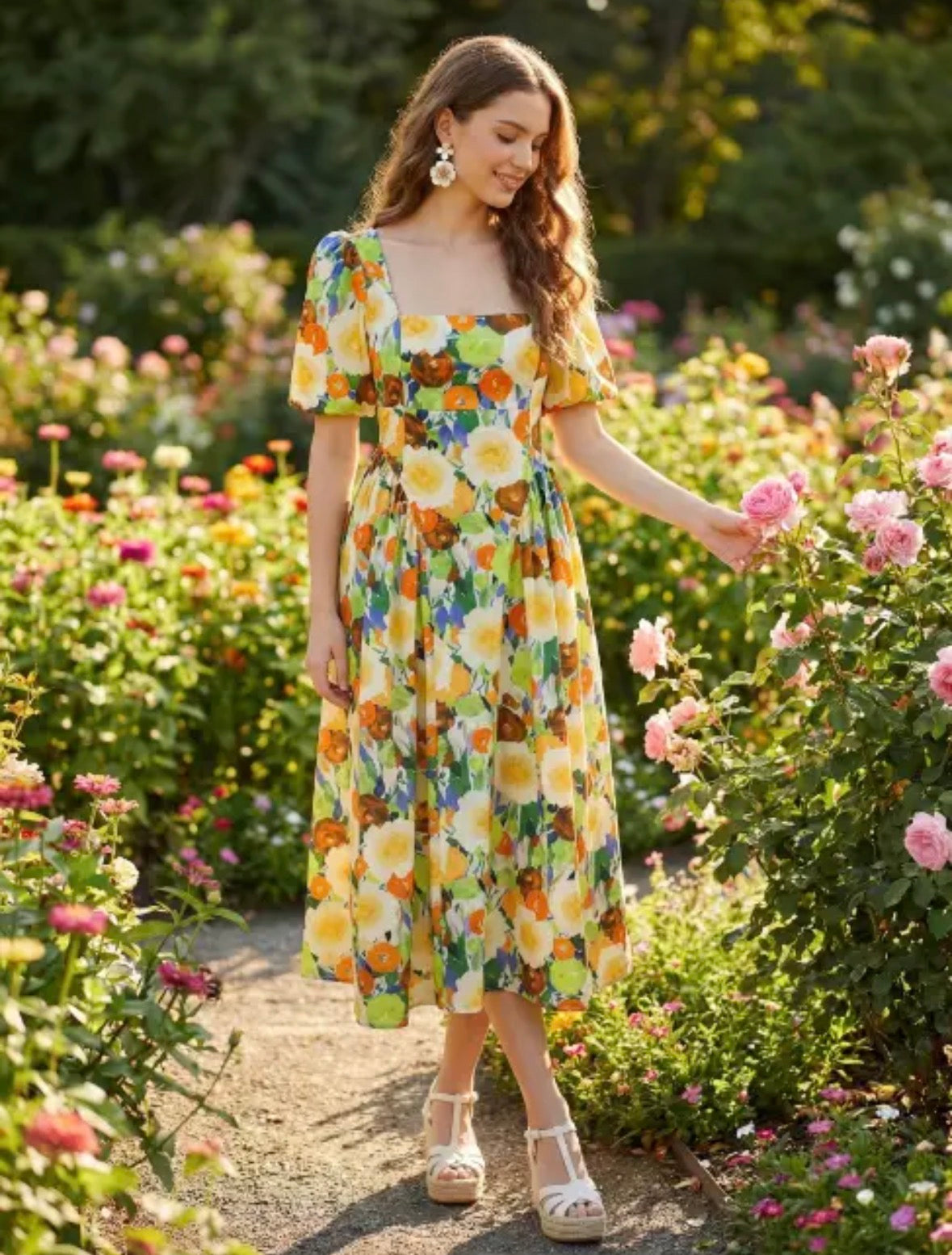Floral Yellow Midi Dress