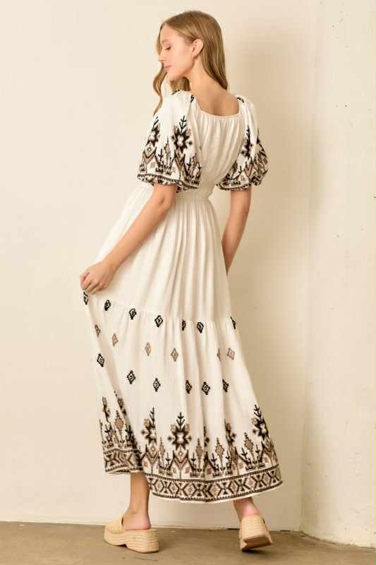 Midnight Cream Maxi Dress