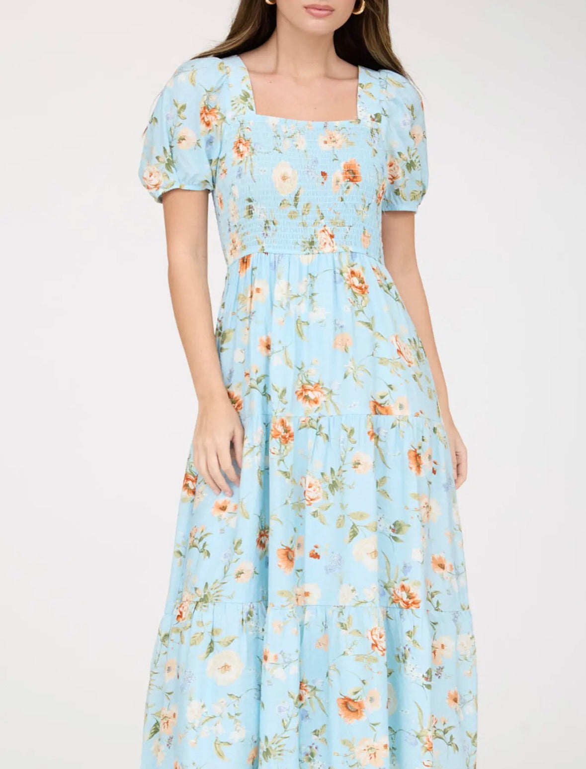 In bloom Light blue Midi Dress