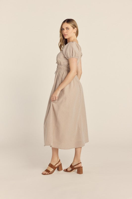 Gingham Brown Midi Dress
