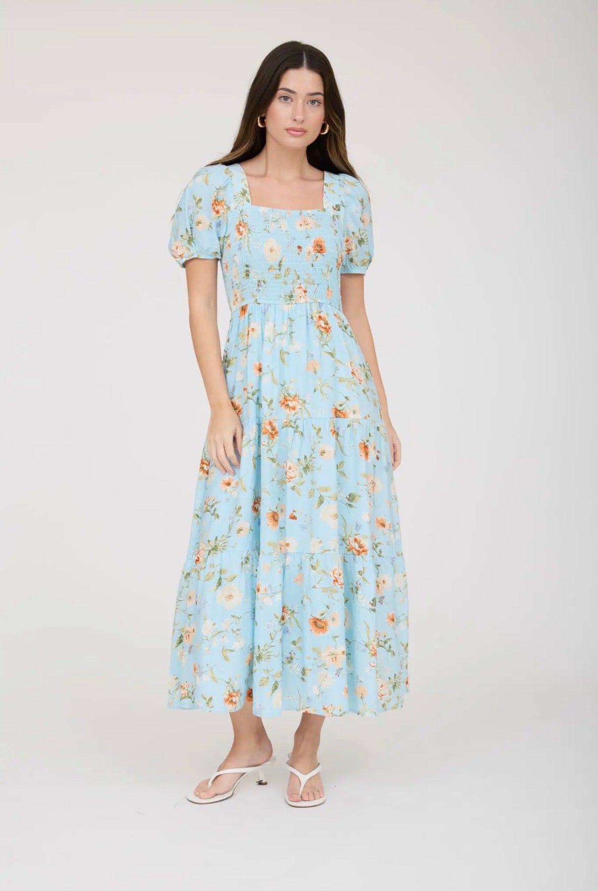 Blue Style Floral Midi