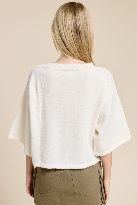 Wide sleeve button knit cardigan