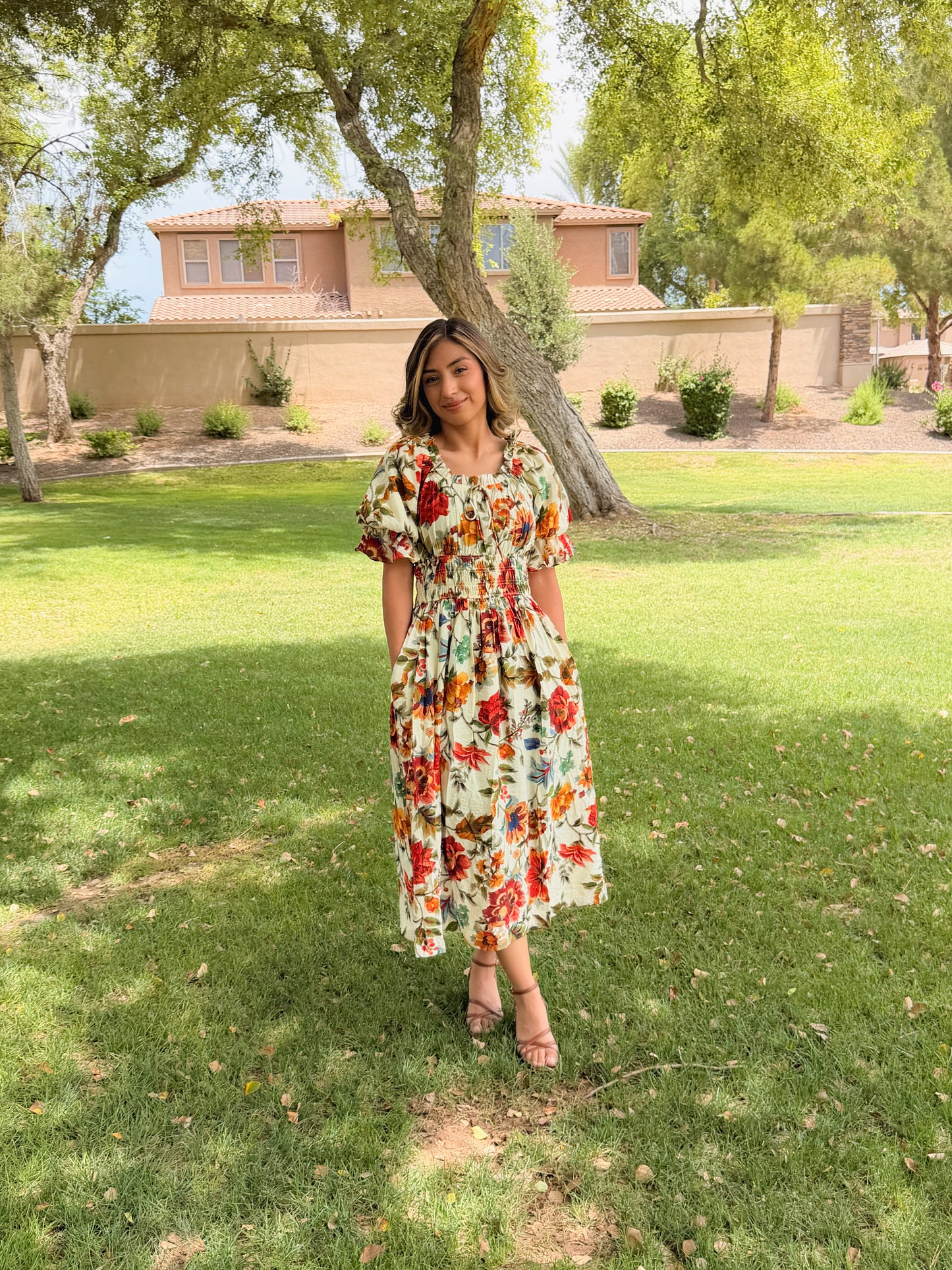 Vintage Floral Midi Dress