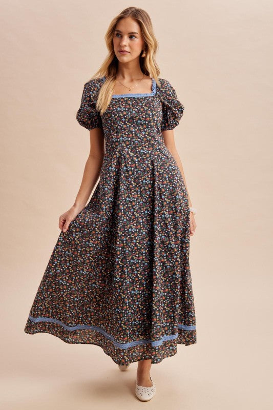Cotton floral maxi dress