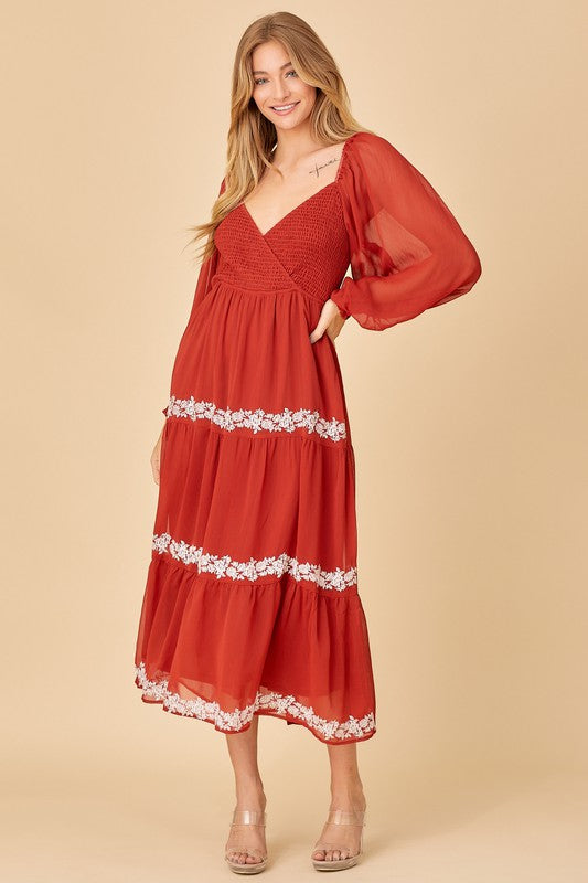 Maxi dress with embroidery details