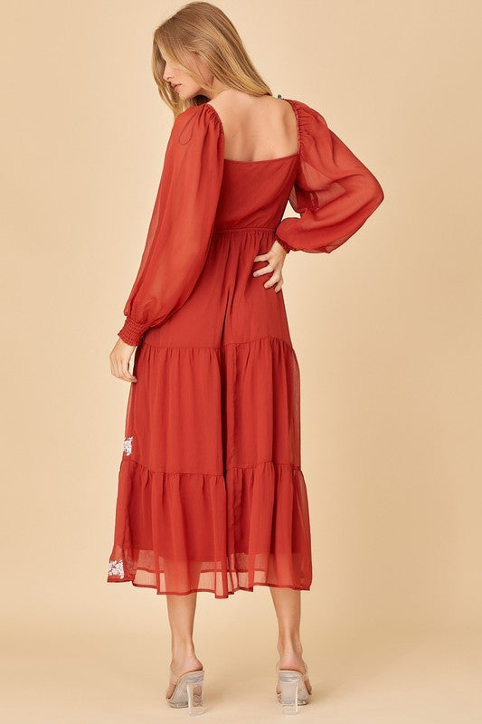 Maxi dress with embroidery details