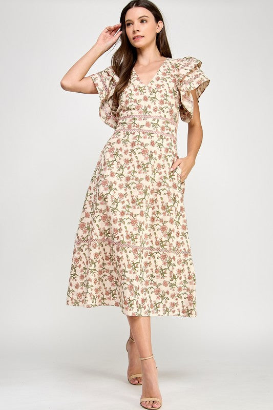 Blossom Ruffle Midi Dress
