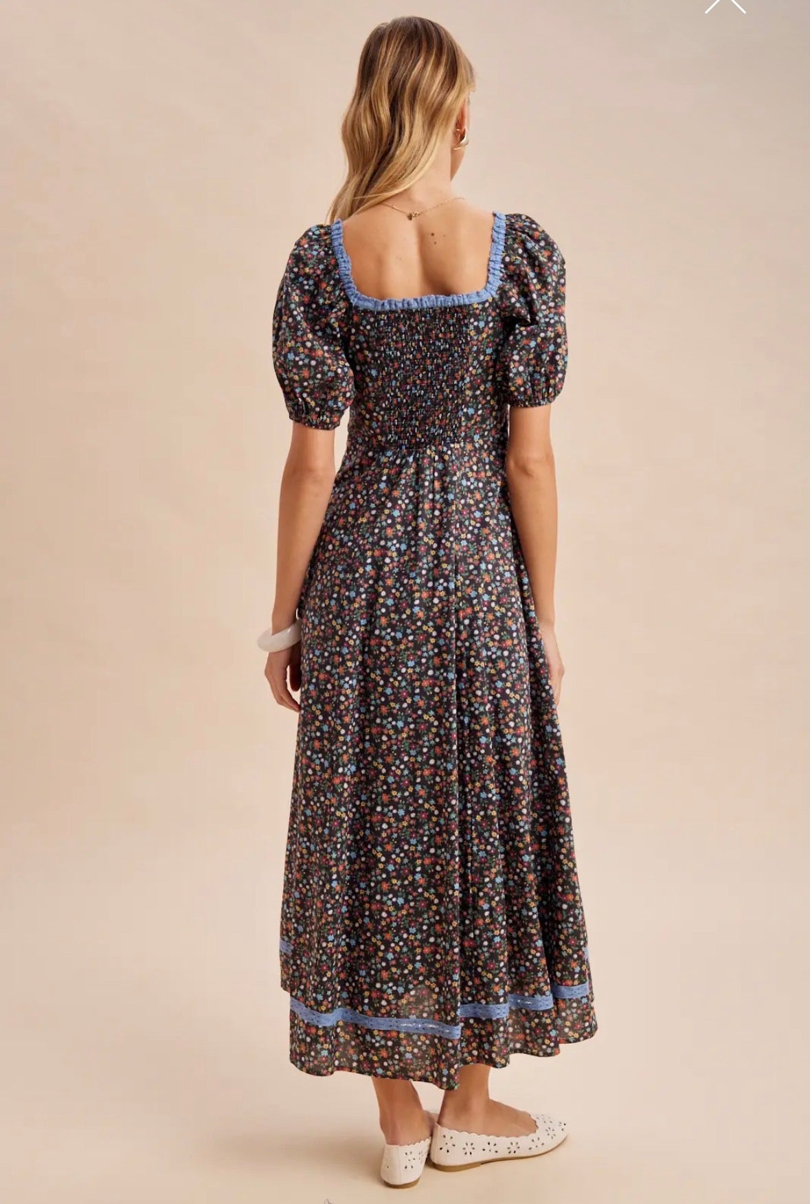 Cotton floral maxi dress