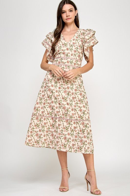 Blossom Ruffle Midi Dress