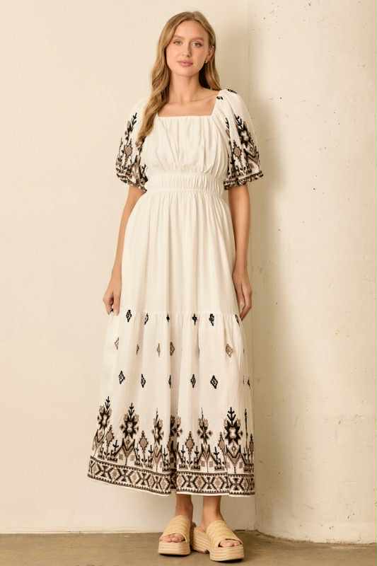 Midnight Cream Maxi Dress
