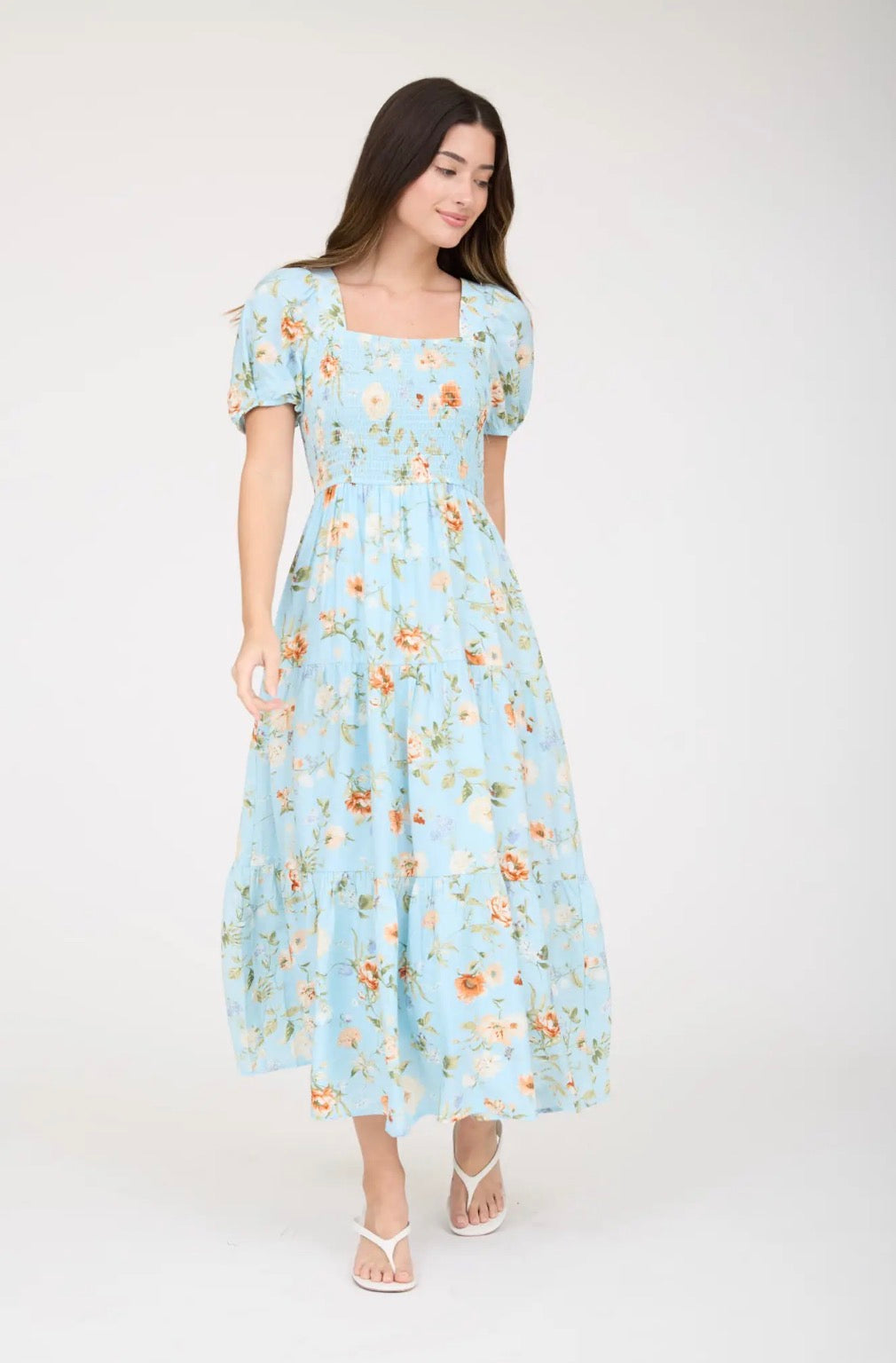 In bloom Light blue Midi Dress