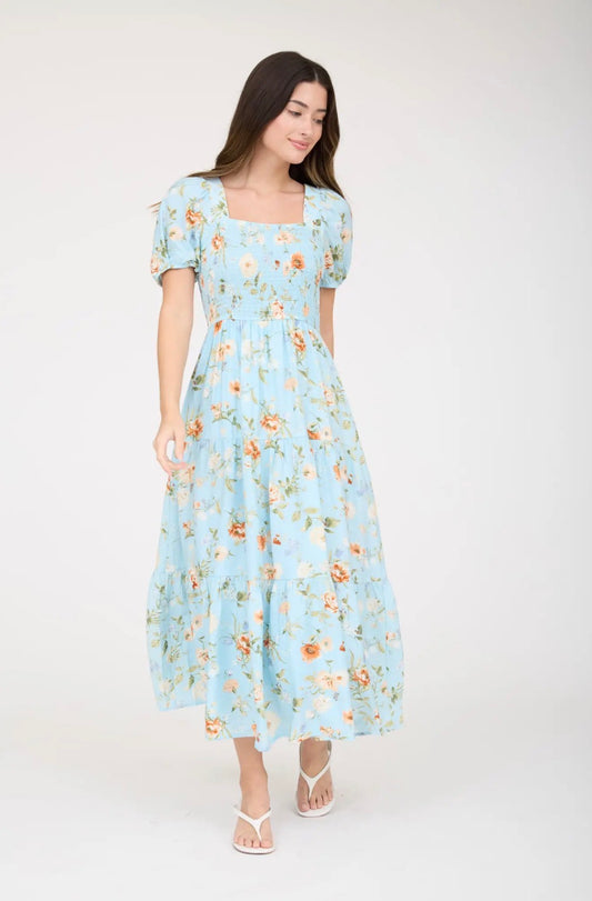 In bloom Light blue Midi Dress