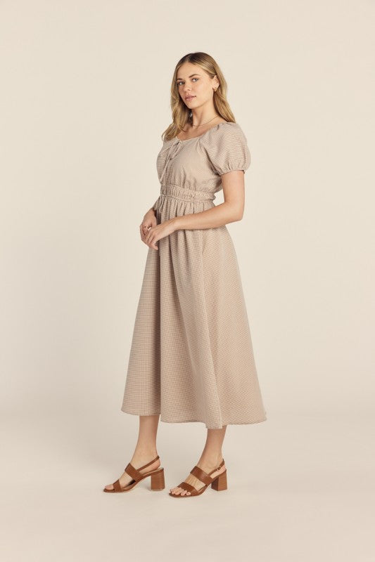 Gingham Brown Midi Dress