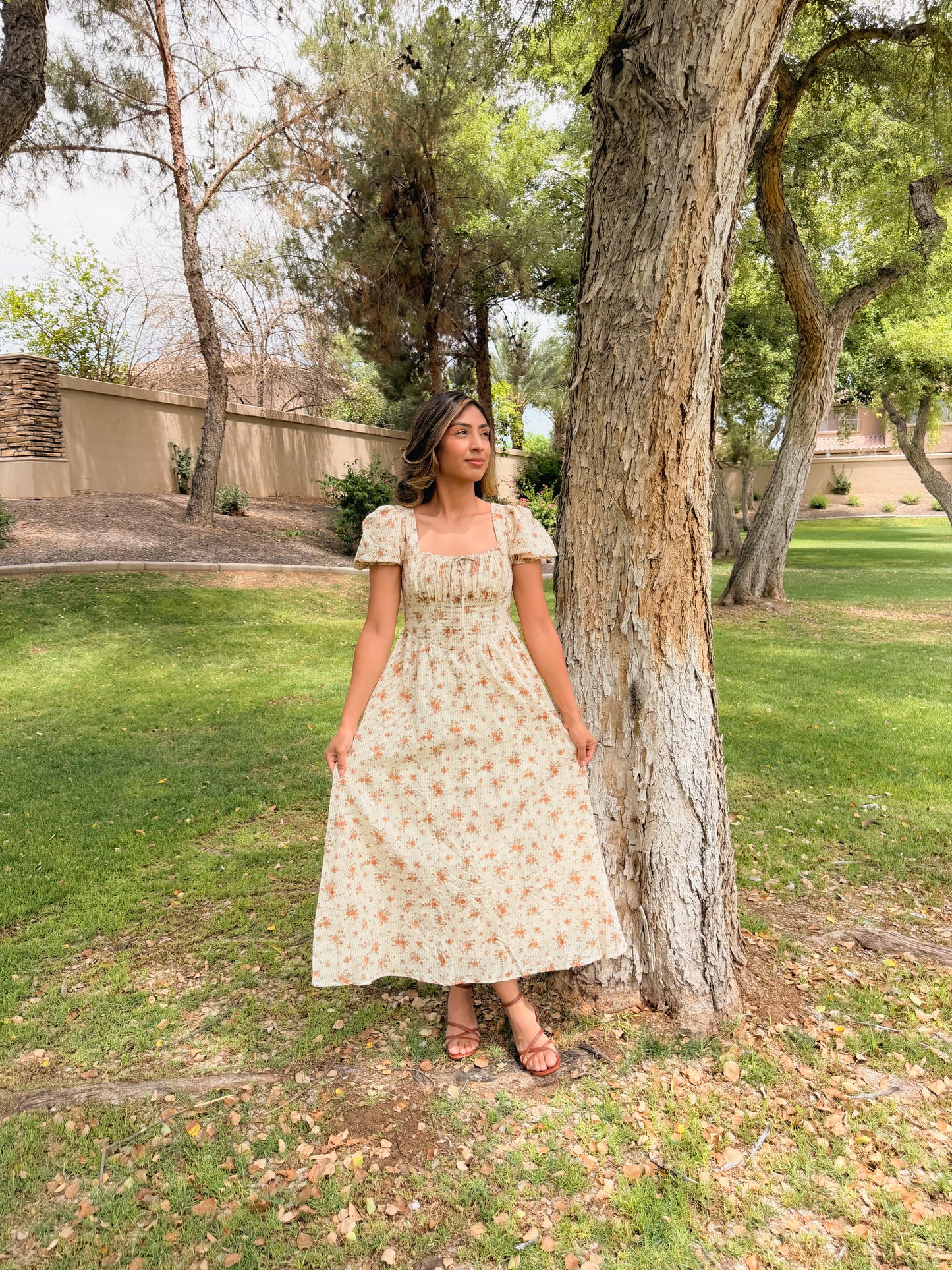 Neutral Floral Maxi Dress