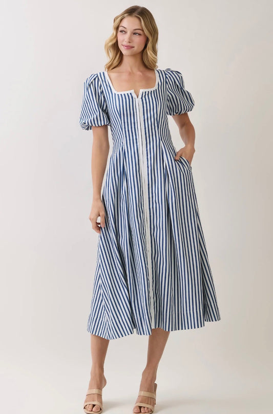 The Graceful Stripe Midi Dress