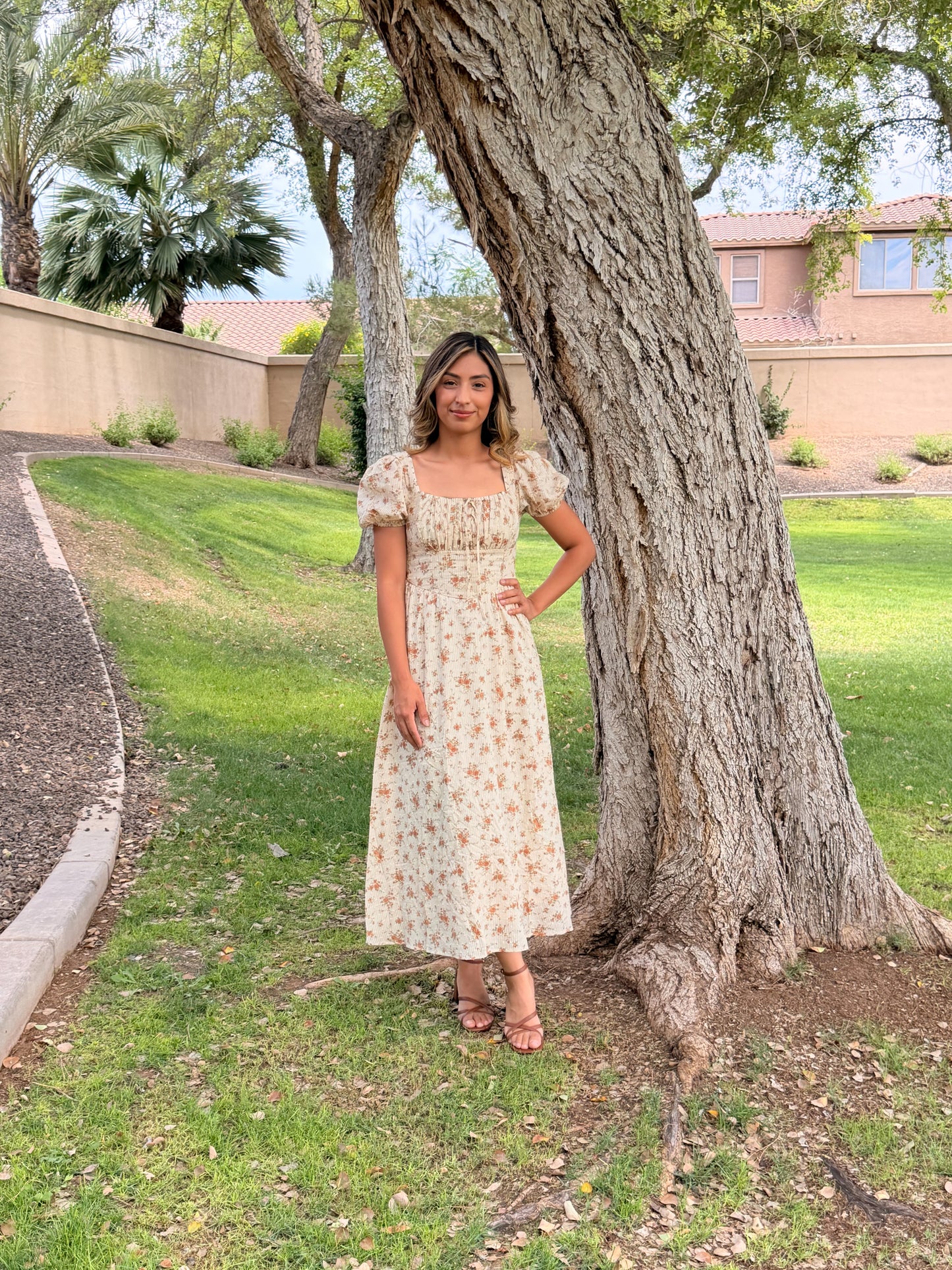 Neutral Floral Maxi Dress