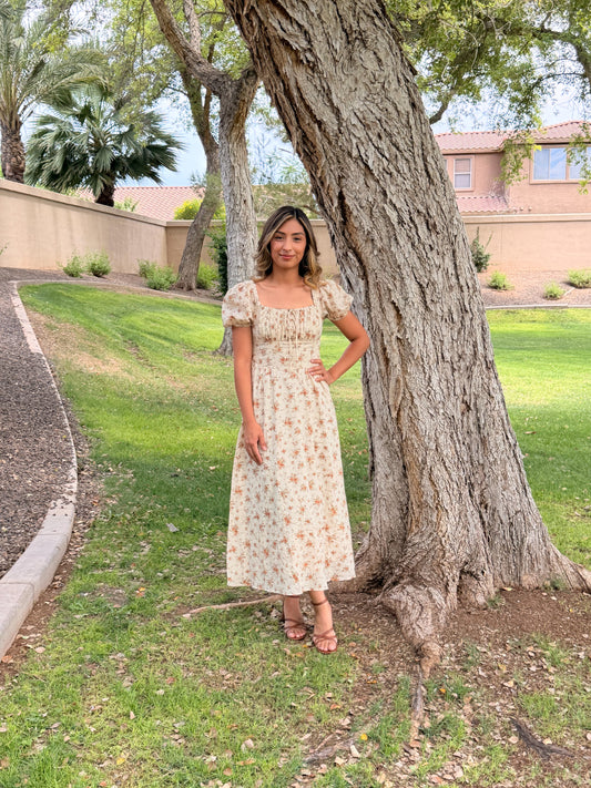 Neutral Floral Maxi Dress
