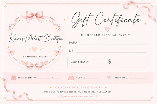 Gift Certificate Kairos Modest Boutique