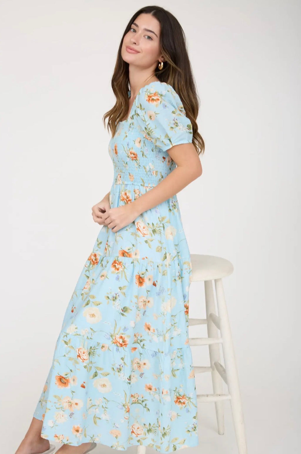 In bloom Light blue Midi Dress