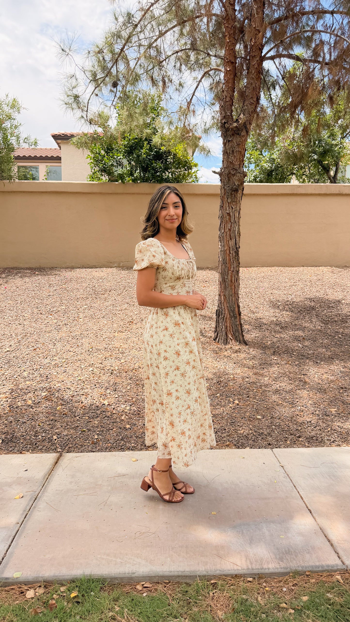 Neutral Floral Maxi Dress