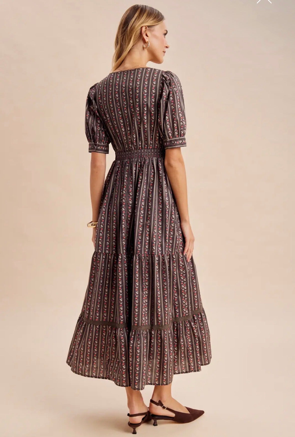 Cotton floral square neck maxi