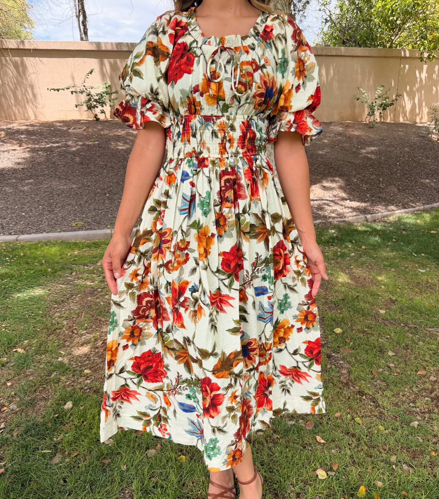 Vintage Floral Midi Dress
