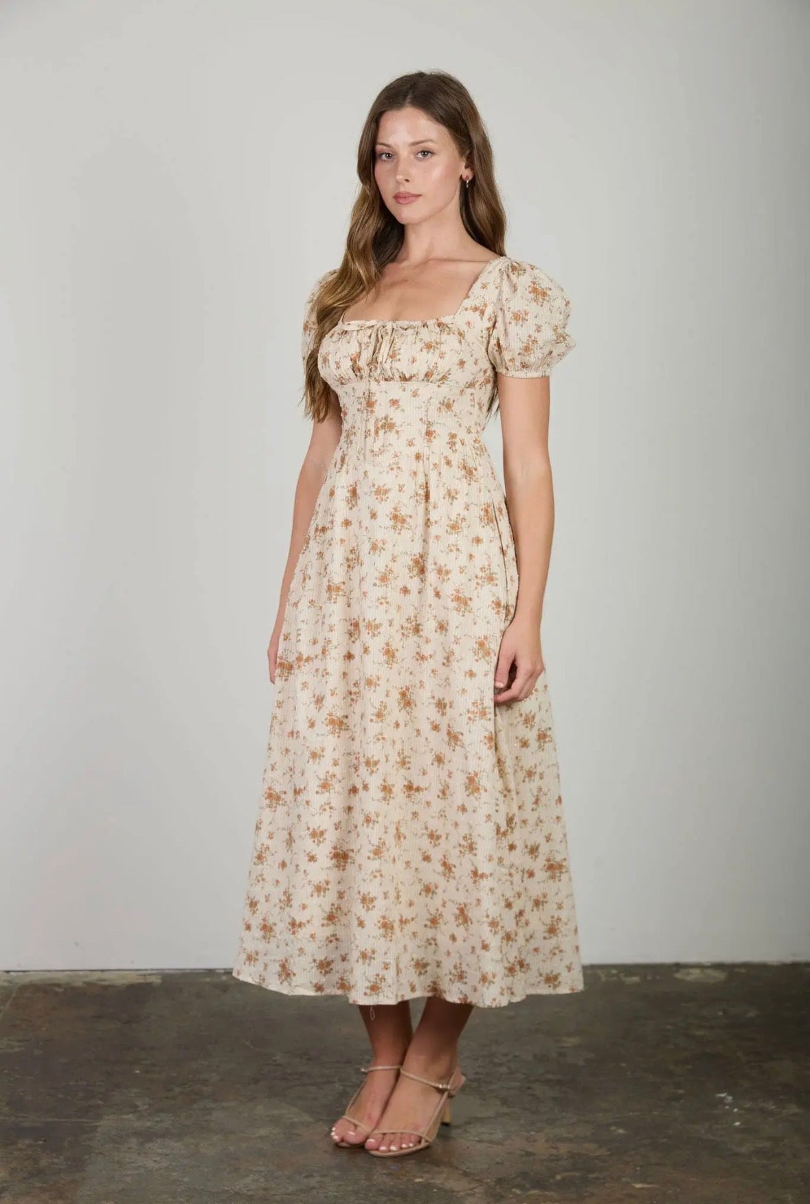 Neutral Floral Maxi Dress