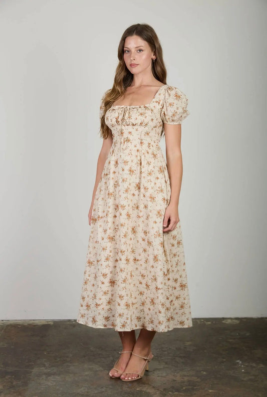 Neutral Floral Maxi Dress