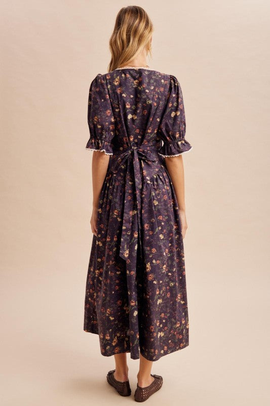 Cotton floral button down maxi