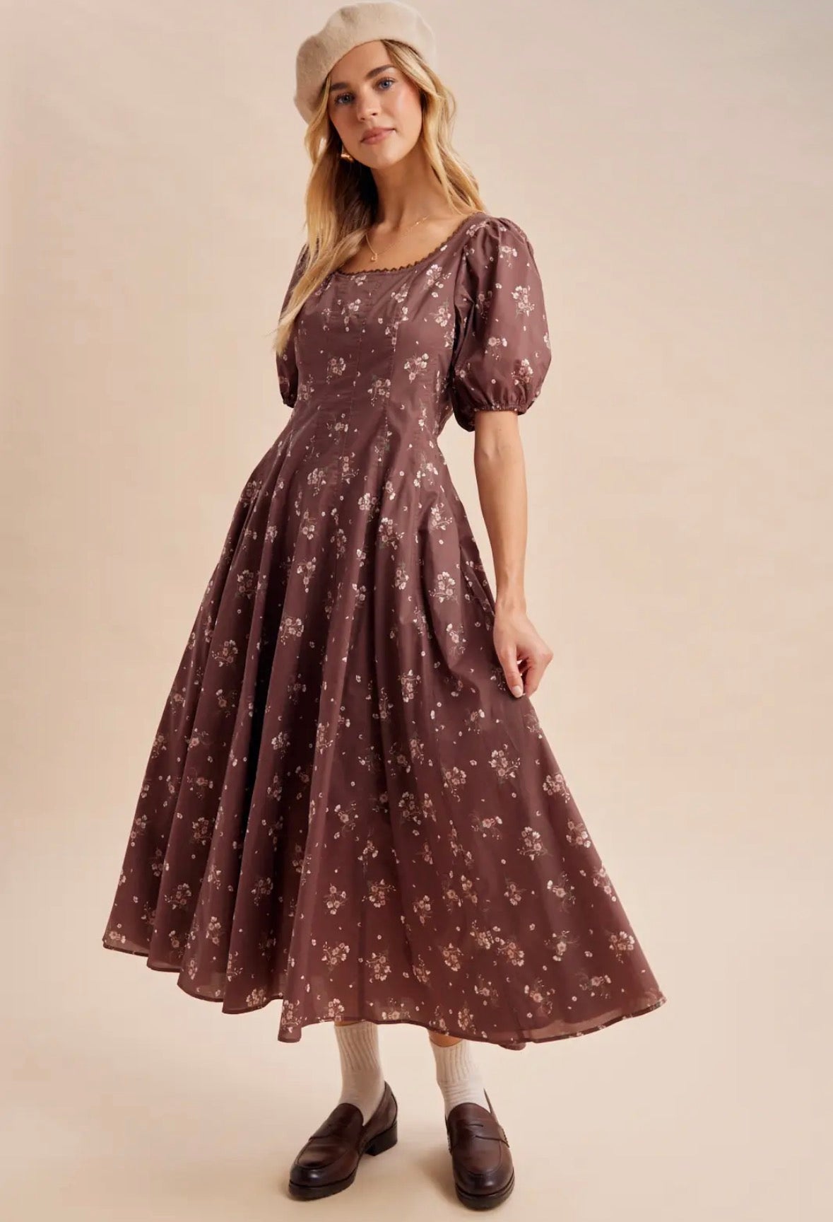 Scoop neck floral maxi dress